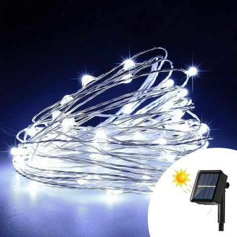 Stringa 10 metri da 100 MicroLed Bianco Freddo con pannello solare Wisdom (1/4)