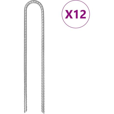 Zeltheringe 12 Stk. U-Form 30 cm Ø7 mm Verzinkter Stahl (1/5)