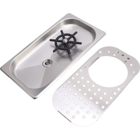 Rinceuse pour pichets et tasses en acier inoxydable 304, lave-verres, rinceuse à haute pression avec bac d'égouttage et tuyau, pour bars et cafés, couleur acier inoxydable A (1/5)