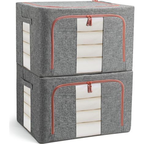 Bolsas de almacenamiento plegables y rígidas para edredones, color gris (24 L) (1/5)