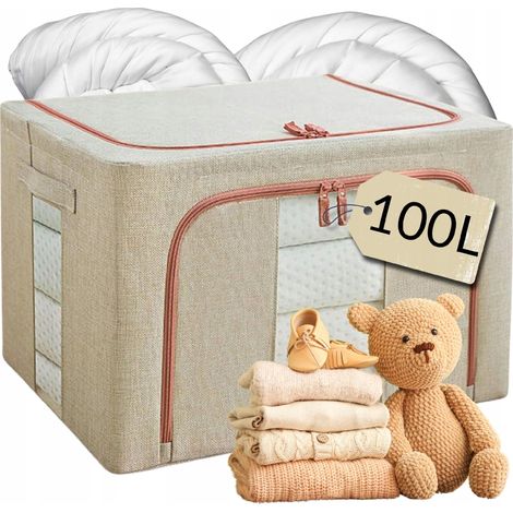 ORGANIZER-ABDECKBEHÄLTER FÜR BETTWÄSCHE, KLEIDUNG, BETTDECKEN, DECKEN 60x42x40 100L (1/5)