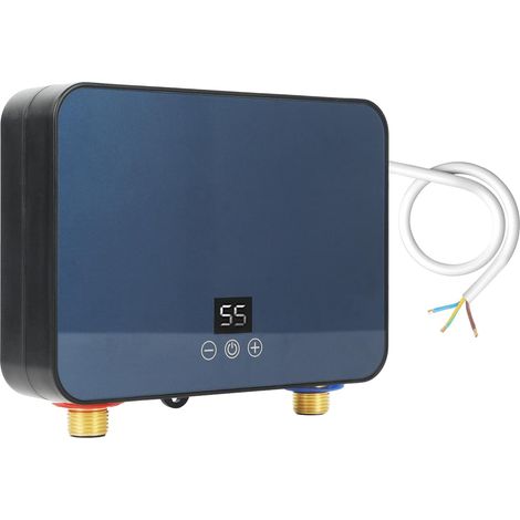6000 W Chauffe eau électronique instantané avec affichage de la température LED,220 V,pour cuisine et salle de bain,bleu,Câblé (1/5)