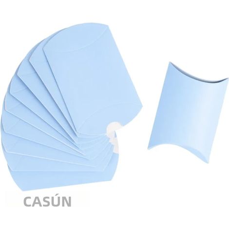 Emballage en papier kraft en forme d'oreiller, emballage cadeau de mariage, sachet à biscuits festif, promotion en papier kraft écologique, 50 pièces bleu clair (1/5)