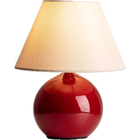 Lampe de chevet Céramiques de châtaignier abat-jour en tissu Rouge (1/5)