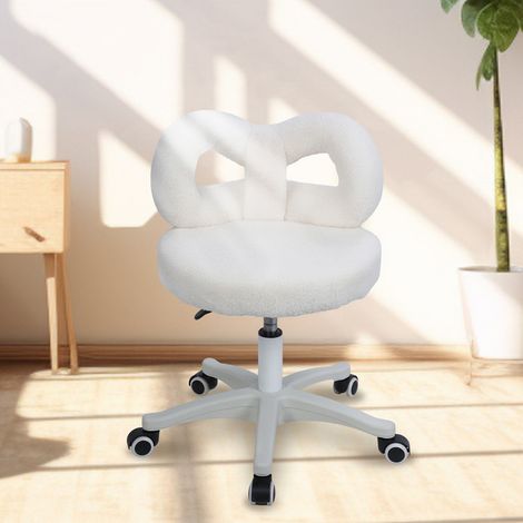 FIANAO – Chaise de coiffeuse pivotante avec dossier nœud – hauteur réglable 55-65 cm, assise 45 cm – beige