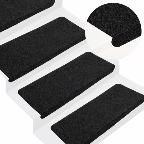 Alfombrilla autoadhesiva escalera 30 uds negro 65x24,5x3,5 cm vidaXL