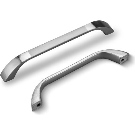 10 Poignées de Tirage en D pour Armoires et Placards, Poignée de Meuble pour Portes de Cuisine et Salle de Bain, Distance Entre Axes 128mm, Argenté (1/5)