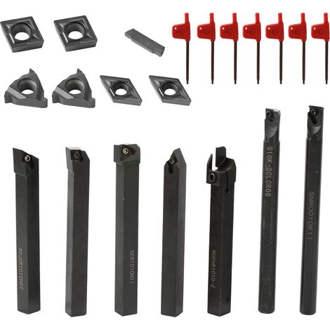 21 pièces porte-plaquettes en carbure monobloc barre d'alésage, avec clés pour outils de tournage de tour (1/5)