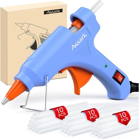 30W Pistolet à colle chaude ignifuge avec 30 bâtons de colle chaude, mini pistolet à colle chaude pour l'école, l'artisanat, les arts ou les réparations rapides à domicile (vert) (1/5)