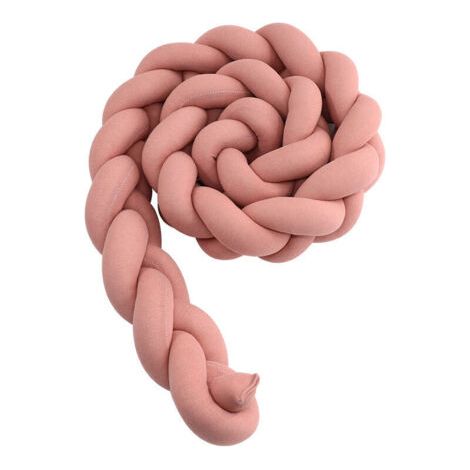 QORVA-Tour de lit bébé- 3 Tissage Bébé Coussin Serpent Tressé Pare - Choc Velours Protection lit Bumper Pépinière pour Les Nouveau-Nés Lit Chambre Décor avec,  orange clair - 3M..