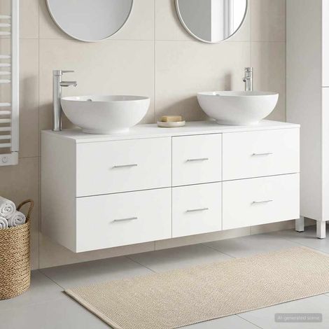 vidaXL Bathroom Furniture Set 3 pcs White 129 x 44.5 x 80 cm (1/5)