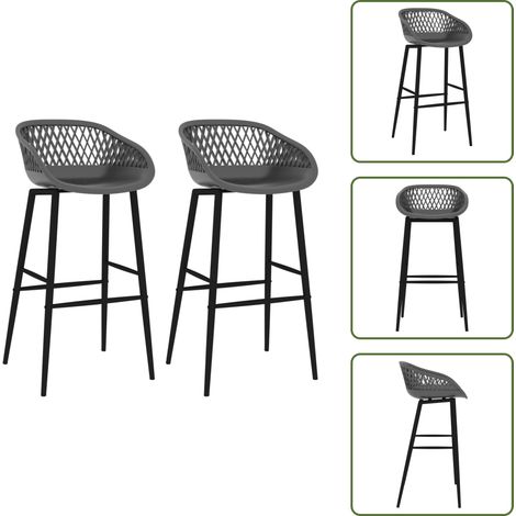 The Living Store Taburetes de cocina 2 unidades gris - Taburetes de cocina