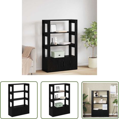 Holzwerkstoff - Sideboard Schwarz Eichen-Optik 30 x 80 x 119.5 cm Holzwerkstoff (1/5)