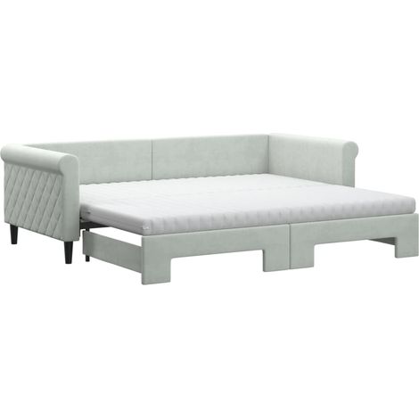 Maison Exclusive - Divano Letto Estraibile Materassi Grigio Chiaro 90x200 Velluto