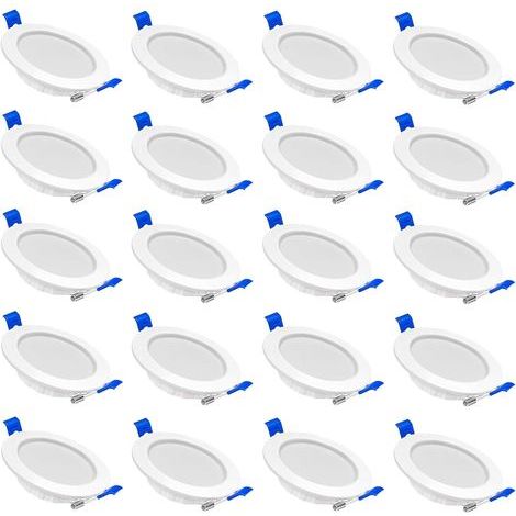 Set of 20 Flat LED Recessed Spotlights 5W 230V Aluminum Mini Recessed Ceiling Spot Light for Bathroom, Living Room, Bedroom and Kitchen - 20x5W Cold White (1/5)