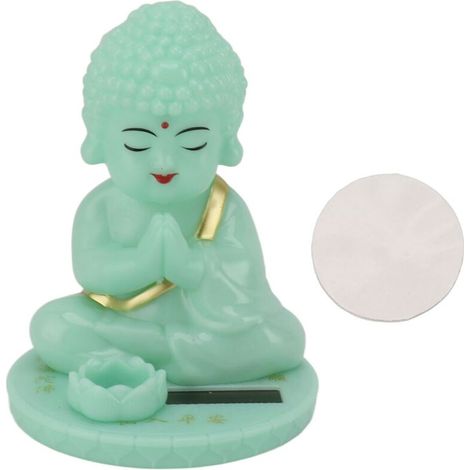 Buddha Ornament Solar Powered Luminous Nodding Head Buddha Statue Toy for Car Dashboard Ornament Desktop Decor Chinese New Year Gift Round Bottom (1/5)