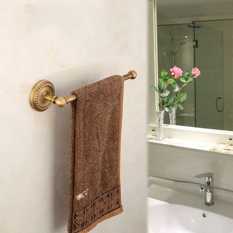 Porte-serviettes en cuivre mural simple tige porte-serviettes porte-serviettes cintre fournitures ménagères pour salle de bain maison hôtel (1/5)