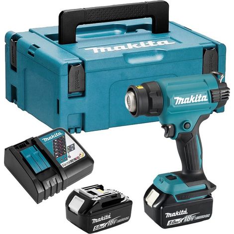 Makita – Décapeur thermique sans fil 18V avec 2 batteries 5.0Ah – Température max 550°C – Débit d'air 2 vitesses – DHG181RTJ