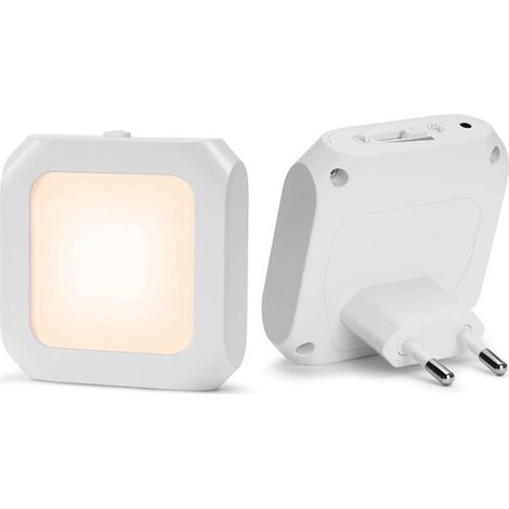 Luz nocturna - Enchufe para luz nocturna - Luz nocturna para adultos - Luz nocturna LED - Con regulador de intensidad deslizante - Apta para dormitorios y escaleras - Para bebés, adultos y niños (Jueg