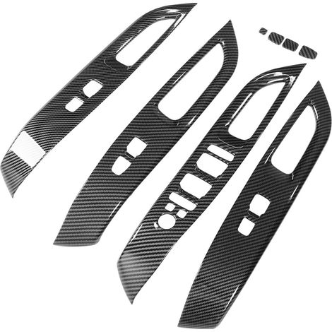 8 Plaquettes Décoratives Carbone pour Interrupteurs de Vitres et Portes, Style Fibre de Carbone, Compatible Hyundai Tucson, Couvre-boutons de Lève-vitre (1/5)