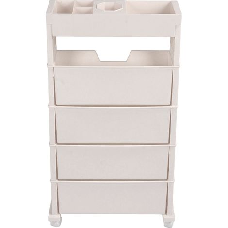Bibliothèque mobile multifonctionnelle à plusieurs niveaux et grande capacité, étagère de rangement pour livres amovible, idéale pour l'intérieur, la salle de classe ou la chambre à coucher (beige). (1/5)
