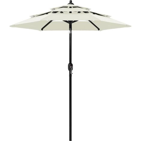 Parasol à 3 niveaux avec mât en aluminium 2 m sable (1/5)
