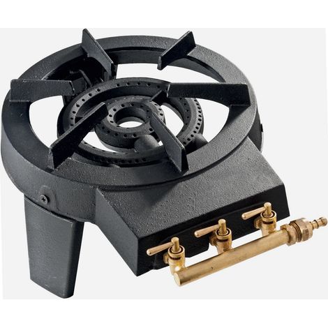 Werka Pro – Réchaud à gaz 3 robinets en fonte – Compatible gaz butane et propane – Puissance 8000 watts – Dimensions 42,5 x 34 x 18,5 cm