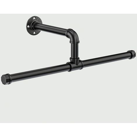 Porte-manteau mural rustique vintage, porte-manteau en tube de fer, noir, longueur 50 cm, 1 pièce