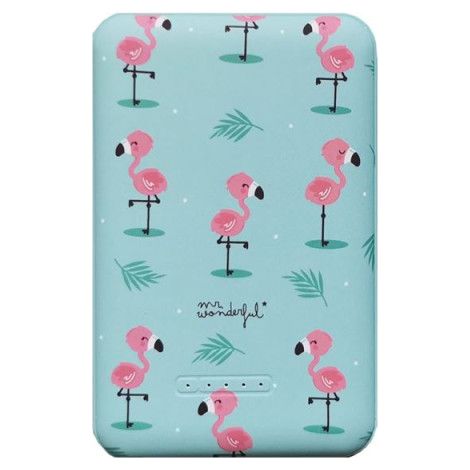Batería Externa Inalámbrica Mr. Wonderful Flamingos WMRWPWB001 5000 mAh Azul