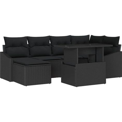 Maison Exclusive - Set Divano da Giardino con cuscino con archiviazione 7 pcs Nero (1/5)