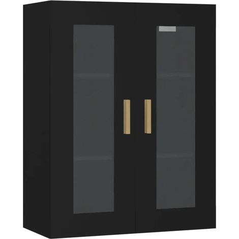Praktický závesný nástenný úložný skriňa 69,5 x 34 x 90 cm z čierneho dreva 020048021 (1/5)