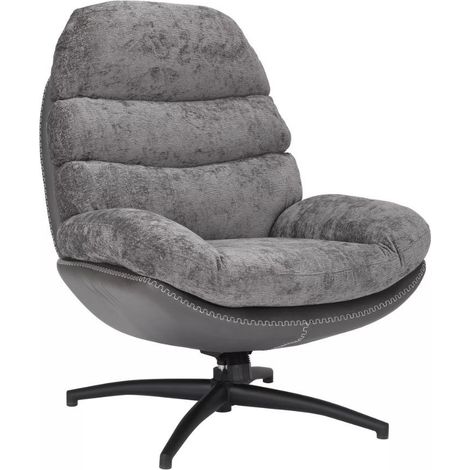 Fauteuil gris en tissu et éco cuir pivotant et inclinable Lagie (1/5)