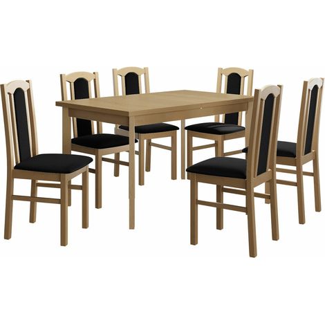 Salle à manger complète Victorville 277, Sonoma chêne, 78x80x140cm, Diamètre: 0, Nombre de chaises: 6, Style: Contemporary