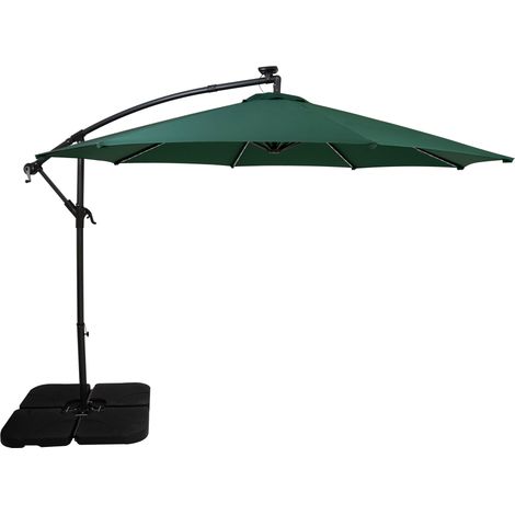 LED Ausleger-Sonnenschirm 3m Grün Hängend Quadratischer