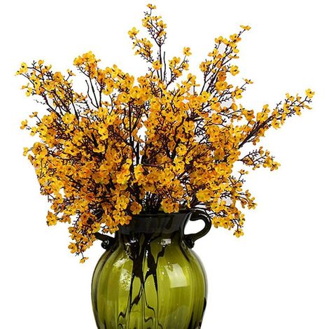 Fleurs artificielles en tissu soufflé, 6 bouquets, plantes en soie artificielle européenne, décoration de mariage et de fête, bouquets, fleurs pressées à faire soi-même pour jardin (orange)-AquaForge (1/5)