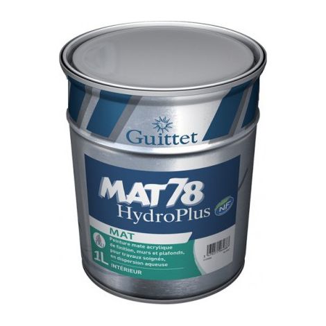 Guittet – Peinture acrylique mate 1L – Très bonne opacité – Temps de séchage 30 min – Label NF Environnement – Pour murs et plafonds intérieurs (1/4)