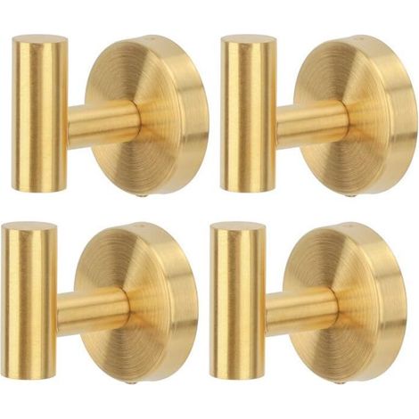 Badezimmerhaken-Set, 4-teilig, Handtuchhaken, Edelstahlhaken für Handtücher, Duschvorhang, Bürsten, Geschirrtuchhaken (Gold)