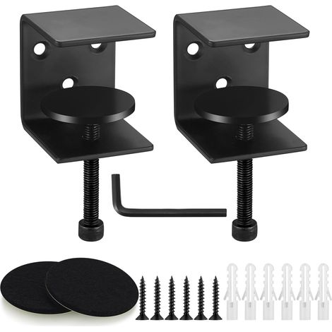 2 Pièces Support Étagere pour Murale Fixation, Support d’Angle d'étagère Murale en Métal, Pinces de Table Réglables pour Étagère Salle de Bain Cuisine Chambre à Coucher (1/5)