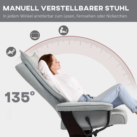 Relaxsessel mit Fußstütze, drehbar, Samtbezug, verstellbare Rückenlehne, belastbar bis 150 kg, grau. (1/5)