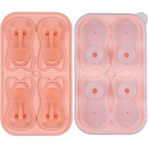 Vente de moules à gâteaux, bacs à glaçons, lot de 4 moules français pour coiffures d'animaux (6 cm), glaçons en silicone faits maison.