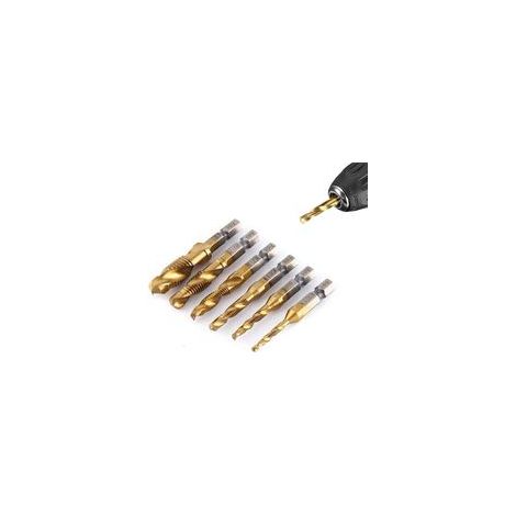 Coffret de 6 tarauds M3 à M10 en acier rapide nitruré – Évacuation efficace des copeaux – Pour machines de taraudage (1/5)