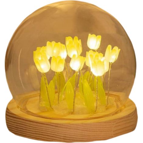 Lampe De Nuit Tulipe - Applique Murale Décorative En Forme De Fleur - Pour Chambre À Coucher Bureau - 13 Fleurs - Alimentation Par 3 Piles AAA (1/5)