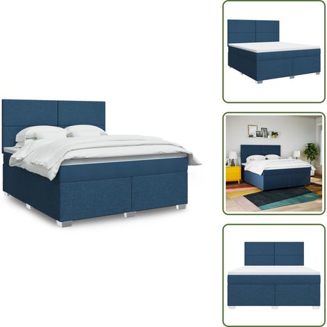 Cama azul - vidaXL Cama box spring con colchón tela azul 180x200 cm - Cama con cabecero ajustable