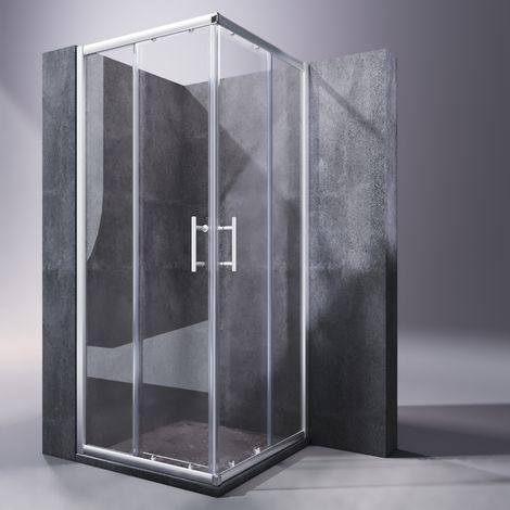 SONNI Eckeinstieg Dusche 100x100x195cm Duschkabine Schiebetür Glas Duschabtrennung Schnellfreigabefunktion