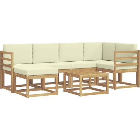 Outdoor Sofa Set 7 pcs White and Cream Solid Acacia Wood vidaXL (1/5)