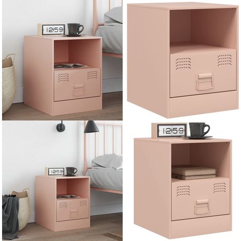 Nachttisch Rosa 34,5x39x44 cm Stahl - Nachtisch - Rosa Nachttisch - Schreibtischlampe - Wohnzimmer Deko - Schlafzimmereinrichtung - Home & Living (1/5)