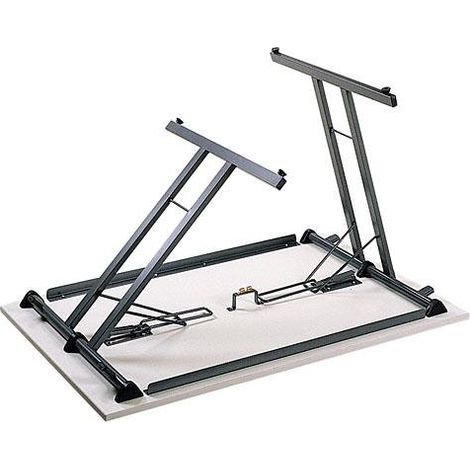 Table multi-usages pliante grise L 120 x P 80 cm - piètement gris foncé - Maxiburo (1/2)