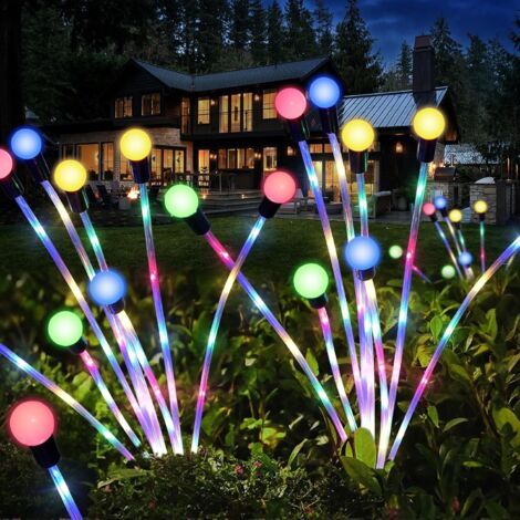 Lumière solaire lucioles, 8 LED Lampes Solaires Firefly Étanche,Lampe Solaire Exterieur pour Jardin, Terrasse, Chemins, ArrièRe-Cours, Pelouse DéCoration（Couleur, 4 pièces） [Classe énergétique A] (1/5)