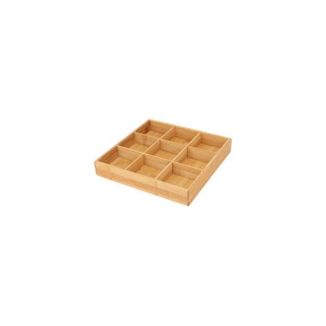 Plateau apéritif en bambou naturel – Sans vernis ni cire – 9 compartiments – Pour fruits secs et snacks (1/5)
