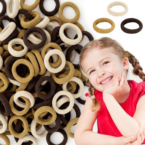 300 Pièces Élastiques Cheveux Enfants, Petites Fixations Queue de Cheval 20mm pour Bébés et Petites Filles (Café) (1/5)
